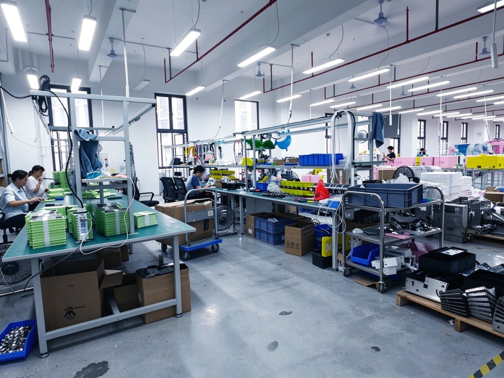 Skilled manufacturing team at work