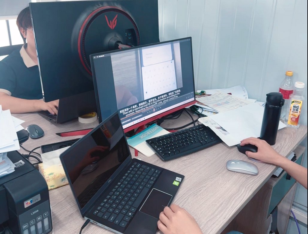 Engineering team workstation and laptops